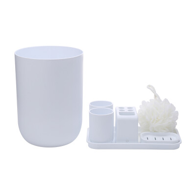 

【Jingdong Supermarket】 Jia Bai mouthwash cup soap box bath flower trash can tray tray bathroom with wash 6 sets of rice white