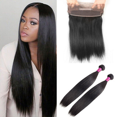 

Peruvian Straight Hair 360 Lace Frontal With Bundle 7A Remy Peruvian Virgin Hair Straight Lace Frontal Closure With Bundles hair