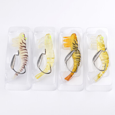 

1PC High Quality Jig Hook+Shrimp Fishing Bait soft bait 4 colors fishing lures 3.5"-8.89cm/0.163oz-4.63g Fishing Tackle