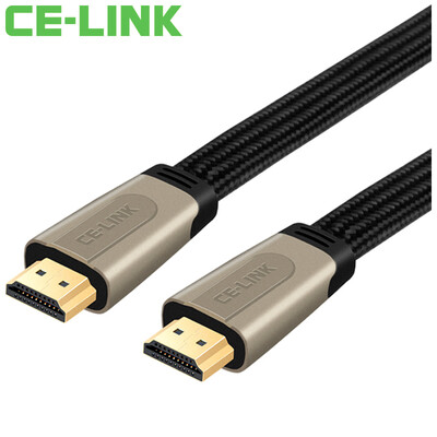 

CE-LINK HDMI-кабель 0,5-метровый плоский кабель с высоким разрешением кабель версия 2.0 компьютер HDTV монитор проекционная линия поддержка 4K * 2K плетеная сетка 1844