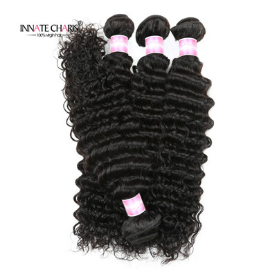 

8A Peruvian deep wave with lace closure 26" 26" 28" virgin hair weave bundles With 20 inches lace closure