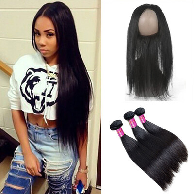 

Straight brazilian hair 360 Lace Frontal Closure Natural Brazilian Virgin Hair straight Lace Band Frontal Closure with straight