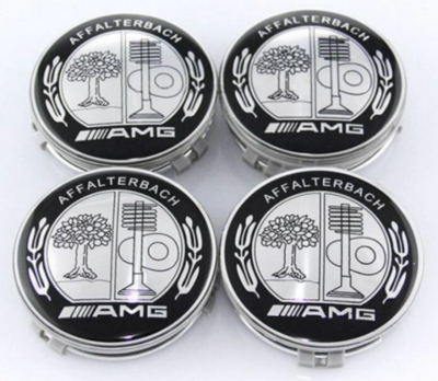 

4x 75mm Mercedes Benz wheel caps AMG SET Emblem Logo For C E  SL SLK CLS A B (Fits: Mercedes-Benz