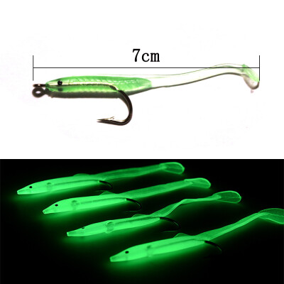 

Luminous Fishing Lure 1PCS 5.5/7/8/10cm Luminous Long Tail Fishing Bait Silica Gel Soft Bait Hooks Night Light Fishing Tackle