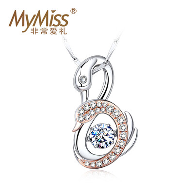 

Mymiss Inlaid Swarovski Zircon Swan Clavicle Necklace A natural pair of silver