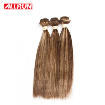 

Allrun Brazilian Virgin Hair Straight p4/27 Piano Mixed Color 16 Inch Brazilian Straight Hair Weaving Human Hair Weave