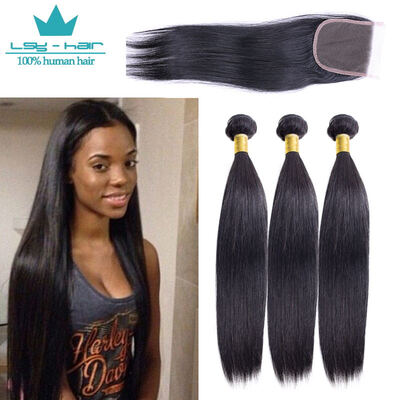 

8A Malaysian Virgin Hair Straight with Closure Malaysian Hair Weaves Bundles with Closure Malaysian Straight Hair with Closures