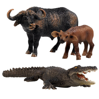 

SURPRESA V, Animal Set Toy Gift for Kids, African bull, calf, Crocodile, 3pieces of one set