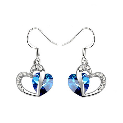 

Yoursfs Beautiful&Elegant Crystal Double Heart Earrings18k White Gold Plated