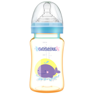 

Bayer Xin BABISIL PPSU light&resistant to wide-caliber newborn bottle 240ml blue newborn drinking cup BS5109
