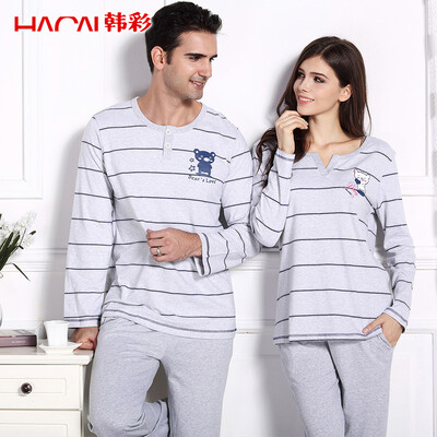 

Han Cai HACAI pajamas women long sleeves autumn sets of female home clothing suit light gray gray 17095 XL