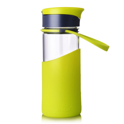 

MIGO sports glass water cup 045L with lid portable glass water bottle male ladies car drink cup