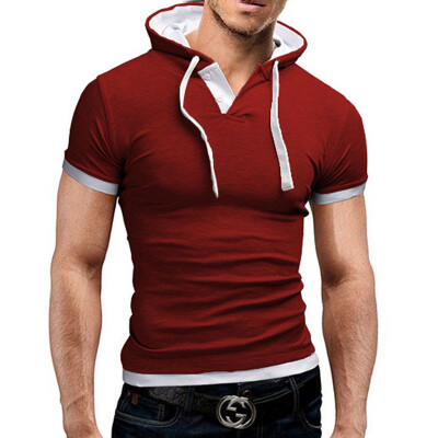 

Men' T Shirt 2017 Summer Fashion Hooded Sling Short-Sleeved Tees Male T-Shirt Slim Male Tops 4XL