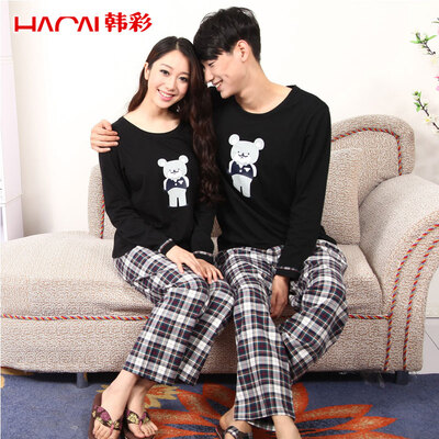 

Han Cai HACAI pajamas women long sleeves autumn thin home clothing suit black 16085
