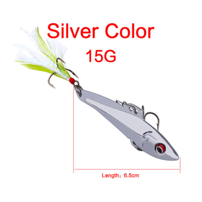 

1PC Pencil-VIB Fishing Lures 7cm-8cm/15g-20g Bass Bait 6# High Carbon Hook with Feather 2 Colors Metal Bait Fishing Tackle