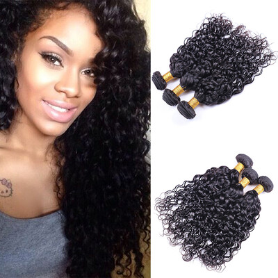 

Peruvian Water Wave Virgin Hair Weave Hair 100GPc Human Hair Extensions Natural Black Hair 4 Bundles Free Shipping
