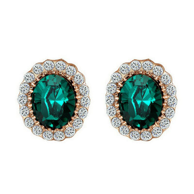 

Yoursfs@ Female Vintage Round Shape Stud Earrings For Women Austrian Crystal 4 Colors Earrings Jewelry Hot Sell