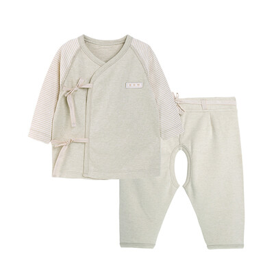 

Beibei Yi Bornbay suit spring and autumn newborn clothing color cotton tie underwear suit men and women treasure and fashion service BB8056 light green 66