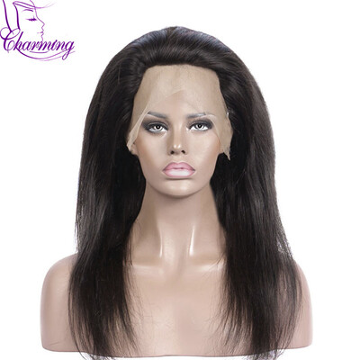 

Remy Hair 360 Lace Frontal with Wig Cap Silky Straight Peruvian Human Hair Full Lace Frontal 10-24" inches With Baby Hair