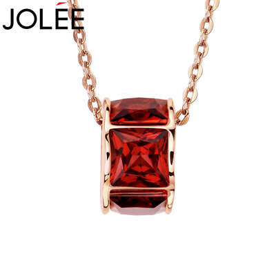 

Feather JOLEE garnet necklace S925 silver pendant fashion beaded color gem clavicle chain send girlfriend holiday gift red one size