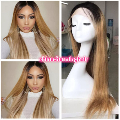 

Ombre Color 1b/27 Remy Brazilian Full Lace Human Hair Wigs Pre Plucked Natural Hairline Full Lace wigs