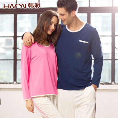 

Han Cai HACAI Ms long sleeve thin models modal cotton pajamas home service suit rose red 170 \ 95