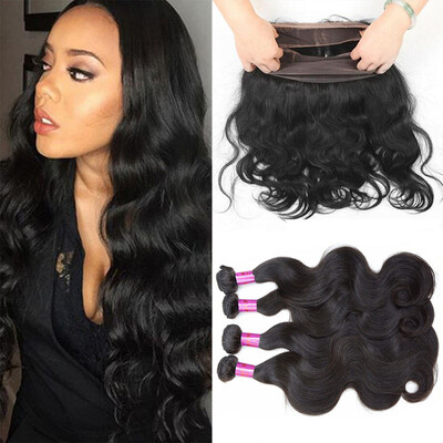 

360 Peruvian Virgin Hair Body Wave Lace Band Frontal Closure with Baby wave 360 Lace Frontal Closure Natural Hairline Hair