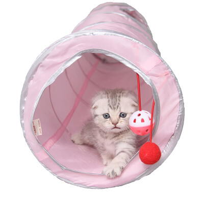 

Jiji Zai cat tunnel cat single pass tunnel paper paper Chile Yi cat toys drill tube foldable pink