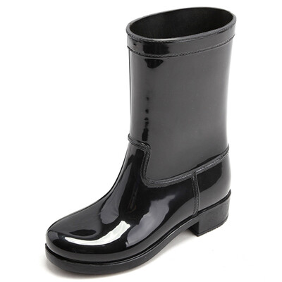

Haitian Halteke rain boots in the tube fashion waterproof rain boots rubber shoes water shoes P001 black 36 yards