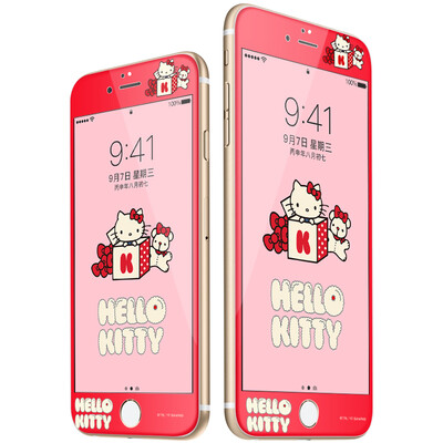 

Excellent plus genuine HelloKitty Apple iPhone6plus 6splus tempered full-cover cartoon phone protection film 3D soft-edge anti-broken film cotton candy kite red