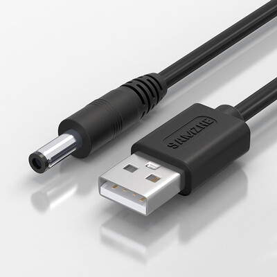 

SAMZHE USB to DC charging cable 35 135mm power supply line support hub HUB small audio mobile power USB amplifier round hole power cord black -02