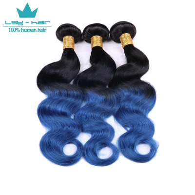 

Body Wave Ombre Peruvian Hair 3 Bundles Two Tone 1B/Blue Black to Blue Peruvian Virgin Remy Human Hair Weave Extensions