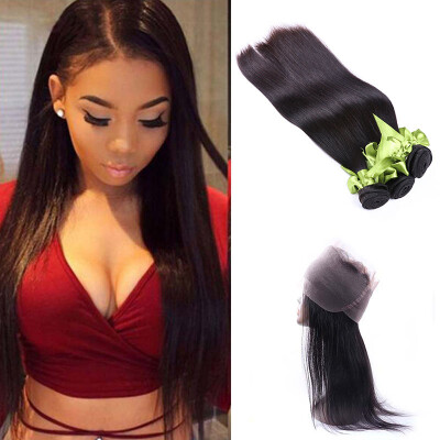 

Peruvian Pre Plucked 360 Lace Frontal Closure Natural Hairline Peruvian Virgin Hair Straight Lace Band Frontal Closure