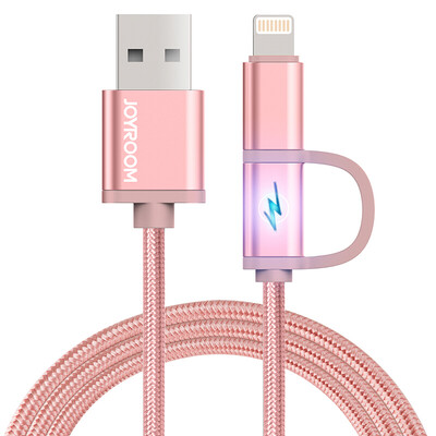 

Machine music hall combo data cable mobile phone charging line 1 m Apple Andrews general fast charge line iPhone 7 data cable intelligent power off with LED light lightning S503 pink