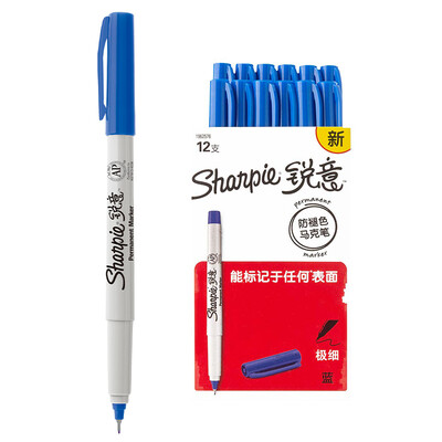 

Sharpie anti-fade mark pen fine blue paper box 12 loaded