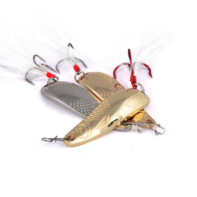 

1pc Spoon Lure 20g-10g Metal Fishing Bait Silver/Gold Colors Spoon Fishing Lure Red/Silver Hook Bass Baits