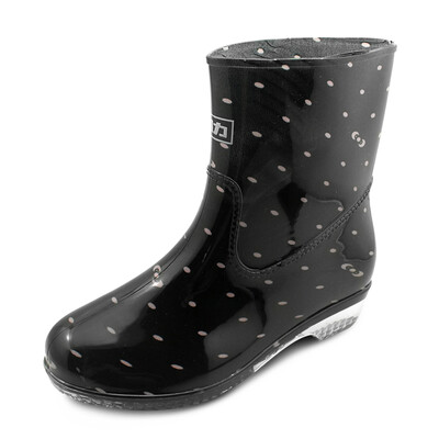 

Pull back Warrior rain boots in the tube womens shoes waterproof shoes cover shoes rain boots rubber shoes HXL523 powder point black 38