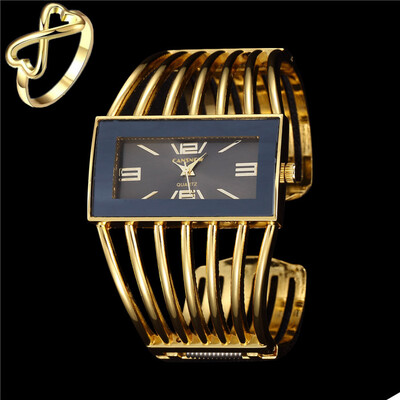 

2017 Fashion Women Dress Watch Роскошный бренд из нержавеющей стали Наручные часы с 18-каратным золотым кольцом Дамы Eelgant Clock