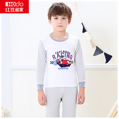 

Red beans home Hodohome children&39s underwear suit boys&girls cotton pajamas Qiuqiu pants sets of linen 15080