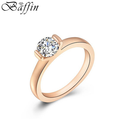 

BAFFIN Rose Gold Plated Crystal Wedding Rings Cubic Zirconia For Women Party Jewelry Accessories Girls Gift
