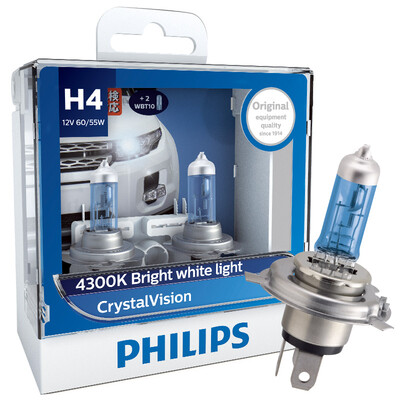 

Philips (PHILIPS) хрустальный свет нового серебряного воина H4 модернизированная автомобильная лампочка 2 цветная цветовая температура 4300K