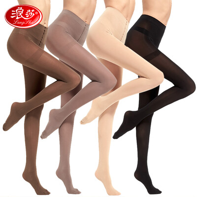 

Jingdong supermarket Langsha stockings female spring&autumn through velvet pantyhose high elastic shells sexy bottom socks four pairs of skinned gray two