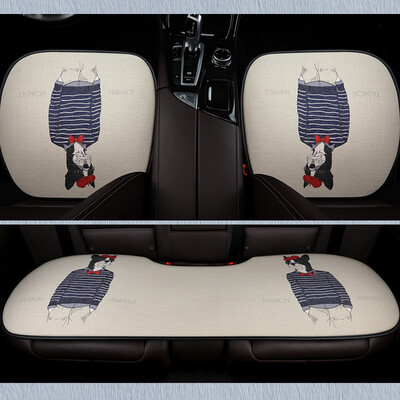 

Purple wind bell cartoon car seat three-piece four seasons universal imitation linen no back linen car seat cushion single small three four seasons pad gentleman dog
