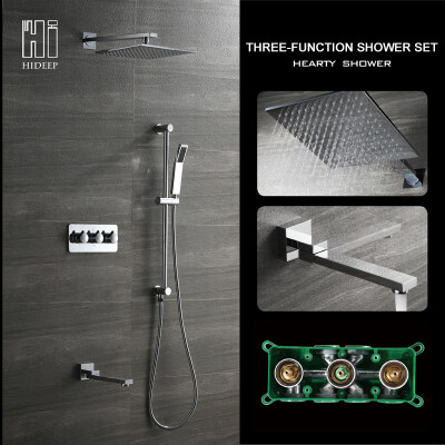 

HIDEEP Luxury brass wall mounted chrome finished rain shower mixer