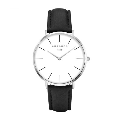 

CHRONOS Watch Men Women Rose Gold Silver Casual Quartz-Watch Leather Watch Simple Elegant Clock