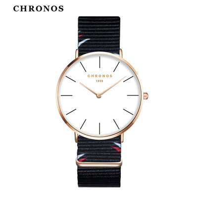 

Женские модные часы 2017 Мужские часы из нейлона CHRONOS Rose Gold Ladies Элегантные часы Мужские Простые наручные часы