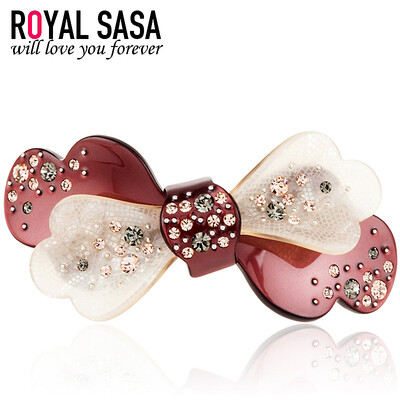 

Royal Sasa (Royalsasa) headdress hair accessories horizontal folder spring clip tray top clip ponytail clip bow acrylic imitation crystal wine red