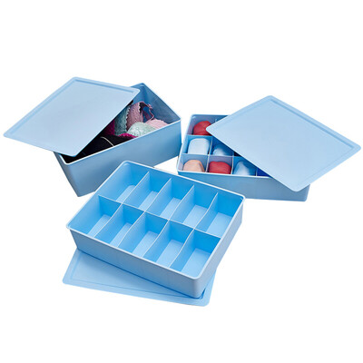 

Tinghao tinghao underwear socks storage box finishing box three-piece set blue TH-1028