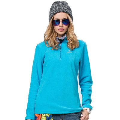 

TECTOP catching fleece outdoor thick warm men&women catch fleece solid color stand collar half cardigan soft comfortable catch fleece WZRY034 female paragraph sky blue XL