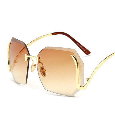 

Peekaboo Fashion Vintage Rimless Sunglasses New Women High Quality Gradient Rimless Sun Glasses Ladies Pink Eyeglasses